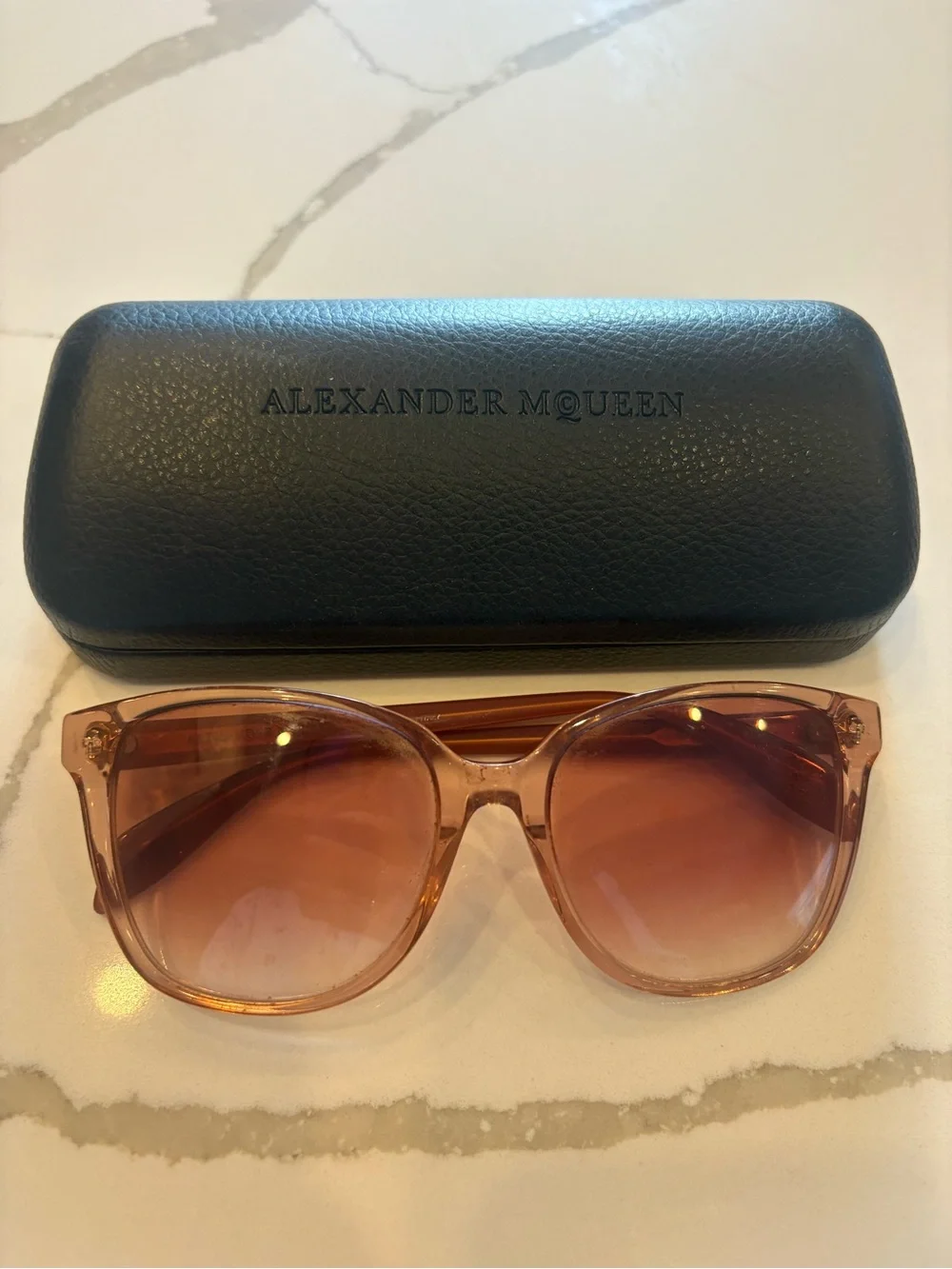 Alexander McQueen Translucent Pink Gradient Women's Sunglasses